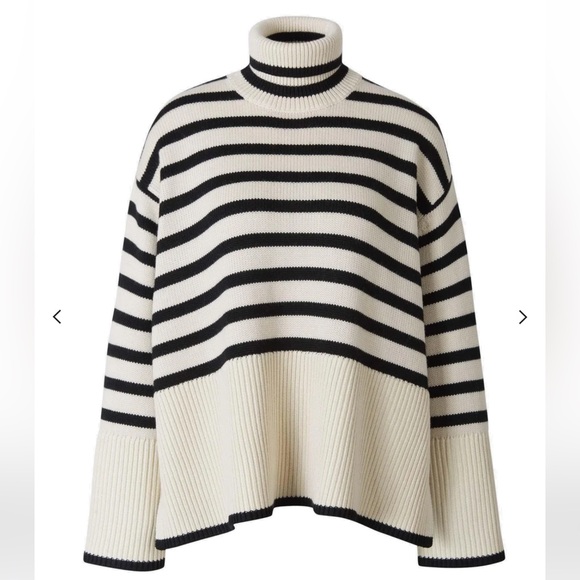 Toteme Sweaters - Toteme Wool Turtleneck Sweater Black and Cream Striped - size small